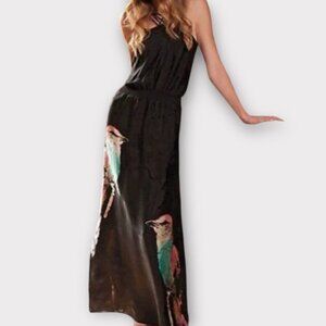 Anthropologie Liefsdottir Corvida Bird Print Silk Maxi Dress